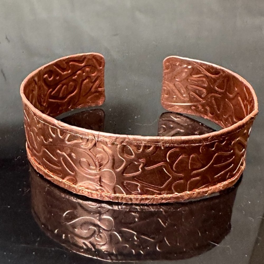 Mens Copper Embossed Cuff Bracelet Arthritis Mans - Picture 12 of 12